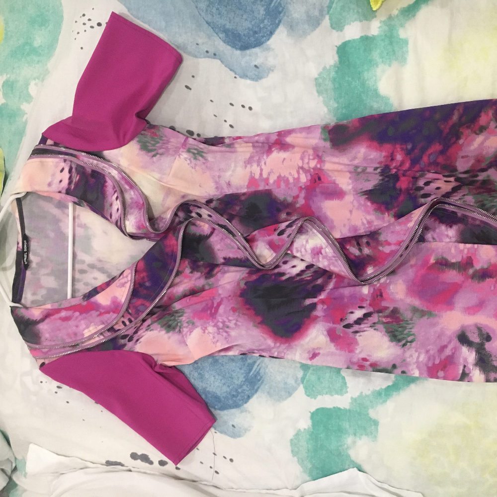 Samuel Dong Pink Custom Dress with Zipper Detail